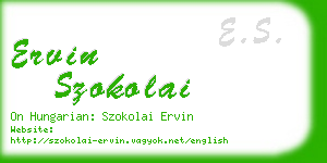 ervin szokolai business card